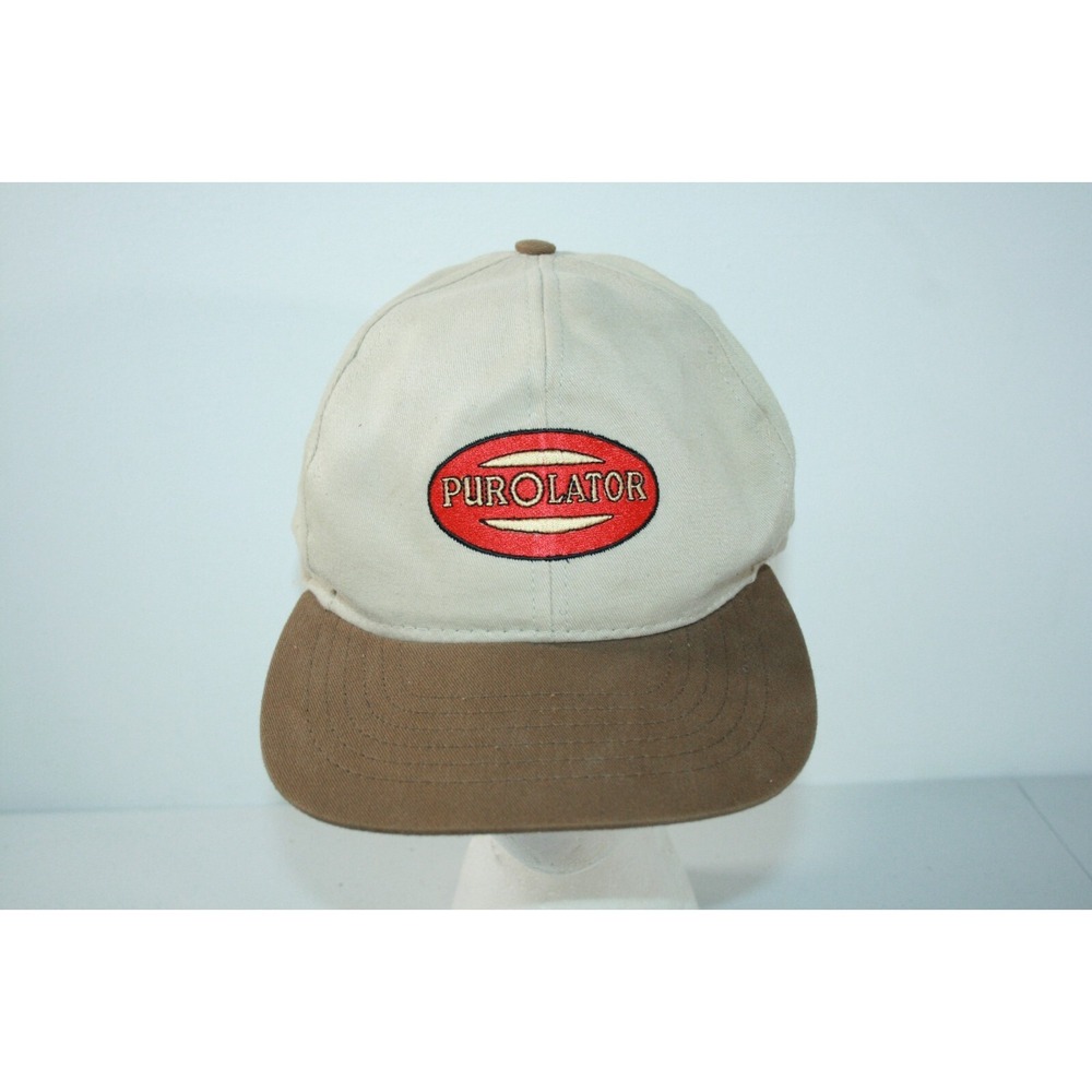 Vintage Purolator Tan Brown Embroidered Swingster Snapback Adjustable Hat Cap